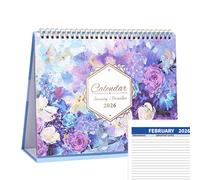 Calendar for Desk, Aesthetic Desktop Planner, Spiral Binding Organizer, Floral Decorative Design, Easy Scheduling Format, Ideal for Women, Home, Work, School, Kids, Family, Fridge, 9.84x10.04x0.63 Inc