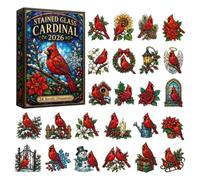 Calendari 'Avvento Cardinali In Colorato 2026 - In Acrilico 2D | Calendario Per Il Conto Alla Rovescia Di Natale Con Di 24 Giorni | Ornamenti Cardinali Per L'albero Di Natale