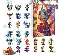 Calendari 'Avvento Di Natale 2025-1*Set Conto Alla Rovescia Per Il Drago - Ornamenti Per Dinosauri In Acrilico 2D - Pendenti Per 24 Giorni | Decorazioni Festive, Figurine Per Vacanze, Dec
