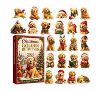 Calendari 'Avvento Golden Retriever - Calendario Di Natale Con Il Conto | Decorazione Per Cani In Acrilico 2D 24 Giorni | Conto Alla Rovescia Per Gli Ornamenti Natalizi | Per Finestre, Porte,