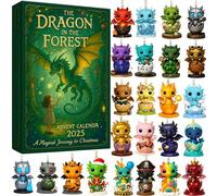 Calendari dell'Avvento Decorativi, Dragon Advent Calendar 2025 with 24 Unique Dragon Pendants, Christmas Advent Calendars for Kids and Adults, Fantasy Holiday Countdown Gift (2PCS)