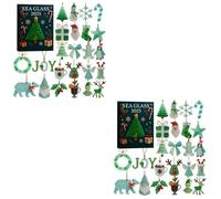 Calendari dell'Avvento in Vetro di Mare 2025, Calendario del Conto alla Rovescia di Natale di 24 giorni, Decorazione Creativa in Acrilico 2D con Babbo Natale e Renna (2 pcs)