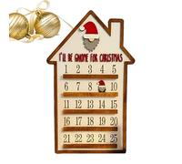 Calendario 2024 per bambini, in legno, per conto alla rovescia, design a casa del , decorazione creativa da parete con Babbo Natale rimovibile, calendario natalizio decorativo per la camera dei