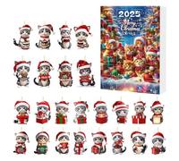 Calendario 2025, 24 giorni per il conto alla rovescia natalizio con 24 decorazioni bidimensionali da collezione per gattini bidimensionali - Celebrazioni 'avvento stagionali decorazioni festive