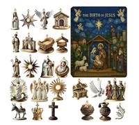 Calendario 2025 Christmas Count Down - Flat Jesus Theme Pendant Calendar For Countdown, Religious 2D Flat Seasonal Props | For Fence Living Room Cappotto Wall Window