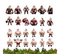 Calendario 2025 Christmas Countdown - 24 Days 2D Acrylic Bodybuilder Santa Ornament, Cute Advent Style Holiday Decor | Lovable Festive For Family Kids Friends Boys Women Youth