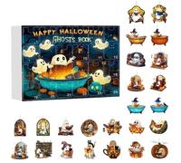 Calendario 2025 con conto alla rovescia di Halloween, fantasmi acrilici 2D, ciondolo per conto alla rovescia, 24 giorni, utilizzato per specchietti retrovisori, alberi di Natale e decorazioni da