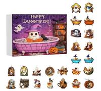 Calendario 2025 con conto alla rovescia di Halloween, fantasmi acrilici 2D, ciondolo per conto alla rovescia, 24 giorni, utilizzato per specchietti retrovisori, alberi di Natale e decorazioni da