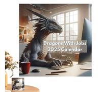 Calendario 2025 Dragons With Jobs, calendario da parete con draghi entro il 2025, calendario da parete con draghi, divertente calendario 2025, agenda familiare e agenda giornaliera per la decorazione