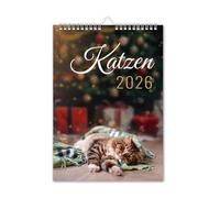 Calendario 2025 gatti, da parete, formato DIN A4, con motivo festivo