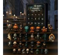 Calendario 2025 per Halloween con conto alla rovescia, scatola dell'avvento con statuette, 31 notti di paura, bambola horror da collezione, mini ornamenti e ciondoli da appendere (15 giorni)