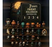 Calendario 2025 per Halloween con conto alla rovescia, scatola dell'avvento con statuette, 31 notti di paura, bambola horror da collezione, mini ornamenti e ciondoli da appendere (7 giorni)