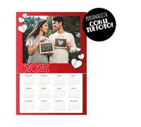 Calendario 2025 san valentino da muro personalizzato, con foto, idea regalo per san valentino, anniversario, coppia, per lui, per lei, ideale per casa o ufficio (ROSSO)