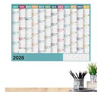 Calendario 2026, 73,8 x 50,8 cm, grande taccuino con etichette sulla punta, decorazione da parete, per casa, scuola, pulizia, esercizi, vacanze, feste, compleanni, viaggi, lettura, salute e