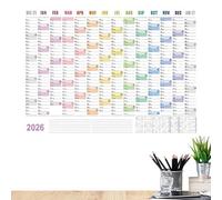Calendario 2026, 74 x 51 cm, grande taccuino con etichette e adesivi, decorazione da parete per studi mentali, lavori scolastici, pulizia della casa, allenamento, vacanze e feste
