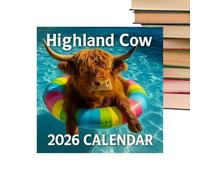 Calendario 2026 | Calendario Highland 2026 Decorazione Della Parete | Agenda Gennaio-Dicembre Carta spessa Planner Mensile | Insegnante Studente Ufficio Casa Dormitorio Pianificazione