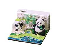 Calendario 2026 - Calendario settimanale della scrivania Panda 3D, calendari Memo Pad, Calendari per sculture 3D intagliato di carta | Note artigianali per la casa Studio Soggiorno Camera da letto sc
