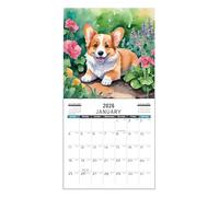 Calendario 2026 con cane e note artistiche, calendario per le vacanze, per casa, scuola, tavolo, scrivania, studio, pianificazione famiglia, organizzazione sul posto di lavoro e amici