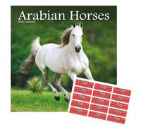 Calendario 2026 con cavalli arabi, calendario quadrato da parete, 16 mesi, da settembre 2025 a dicembre 2026, con adesivi organizzativi gratuiti