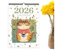 Calendario 2026 con gatti - 29x21 cm Calendario 2026 Regno Unito, 12 Dipinto a mano Agenda scolastica per la decorazione della casa, della stanza, dello studio, della pianificazione della scuola