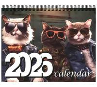 Calendario 2026 con gatti chillin con libri: a tema gatto, 28,7 x 21,1 cm, stile horror scuro, calendario da parete con planner di 12 mesi, il regalo per famiglie e bambini (Cowboy)