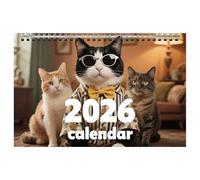 Calendario 2026 con gatti, divertente calendario da parete 2026. Grande 12 , rilegatura a , visualizzazione mensile con note e pagine della lista di controllo, da appendere, per decorare la