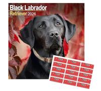 Calendario 2026 con Labrador Retriever | Calendario da parete quadrato di razza di cane | 16 mesi | con adesivi organizzativi