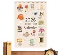 Calendario 2026 Con Lista Dei Desideri, Calendario Da Parete Verticale Con Rilegatura A Filo Metallico, Pianificatore Di Obiettivi Motivazionali Per 12 Con Illustrazioni Motivazionali, Divertente