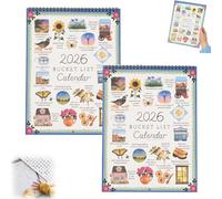 Calendario 2026 con lista dei secchi, calendario interattivo da parete, pianificatore guidato per la definizione degli obiettivi con adesivi, pagine illustrate e attività stagionali, regalo