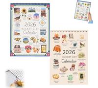 Calendario 2026 con lista dei secchi, calendario interattivo da parete, pianificatore guidato per la definizione degli obiettivi con adesivi, pagine illustrate e attività stagionali, regalo