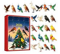 Calendario 2026 con uccellini, ornamento 2D in acrilico per 24 giorni | Ornamento dell'Avvento a forma di uccellino per gli appassionati della natura, per feste, casa, appartamento, soggiorno