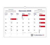 Calendario 2026 da muro CASELLE ORIZZONTALE planning mensile ideale per appunti e note 42x30 cm