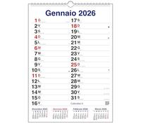 Calendario 2026 da muro mod. XL con più spazio per scrivere. (A3-30x42 CM - CLASSICO) - Calendario con santi e lune.