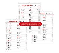 Calendario 2026 da Muro Olandese Classico - 14 Fogli - 3 mesi per pagina con Feste Settimane Lune e Santi in Carta ECOLOGICA Certificata FSC® Mix Credit - 42x29,7 cm - 3 PZ.