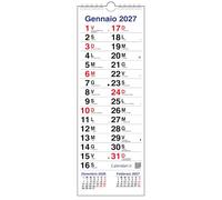 Calendario 2026 da muro OLANDESE SLIM stretto con 3 mesi, santi e lune - 15x42 cm