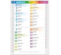 Calendario 2026 da Muro tipo Olandese "COLOR" | In Carta Ecosostenibile NON Patinata - Ideale per segnare Appuntamenti ed Impegni | Dimensioni 30x42 | Calendario Positivo