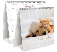 Calendario 2026 da Tavolo FOTOGRAFICO “CUCCIOLI” con Feste Settimane Lune Santi e spazio per note - ECOLOGICO Certificato FSC® Mix Credit - Perfetto per casa e ufficio - 19,5x16 cm
