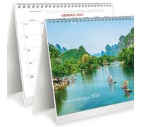 Calendario 2026 da Tavolo FOTOGRAFICO “PANORAMI DA SOGNO” con Feste Settimane Lune Santi e spazio per note - ECOLOGICO Certificato FSC® Mix Credit - Perfetto per casa e ufficio - 19,5x16 cm