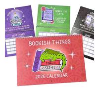 Calendario 2026 di Bookish Things, mondo interiore caotico eccessivamente caffeinato, agenda mensile colorata a tema di lettura, con design di drago Divertente 12 mesi per lettori (1pc)