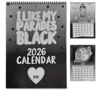 Calendario 2026 "I Like My Parades" nero, 12 mesi di evoluzione emo, pagine sull'intelligenza emotiva, regalo di umorismo nero, arredamento alternativo per la casa e l'ufficio (1pcs)