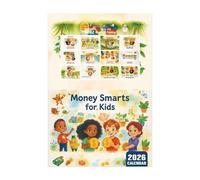 Calendario 2026 Money Smarts for Kids, aiuta i bambini a imparare la gestione del denaro in anticipo, illustrazioni colorate e concetto di gestione del denaro, per l'apprendimento in classe o a casa