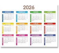 Calendario 2026 per frigorifero con magnete, annuale colorato e con settimane numerate, organizzatore di attività, vacanze ed eventi, dimensioni 20 x 15 cm (italiano)