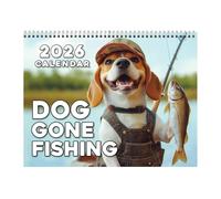 Calendario 2026 per la pesca con cani, divertente calendario da parete con immagini di cattura del cane per pianificare, pianificare e organizzare, per gli amanti dei cani, decorazione per casa e