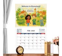 Calendario 2026 Per Ragazzi | Calendario Mensile Da Parete Per Apprendimento Del Denaro - Con Illustrazioni Colorate Gennaio - Dicembre 2026 Per Pianificazione In Casa Soggiorno E Camera Dei Bambini