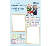 Calendario 2026 Personalizzato A3 da Parete con la Tua Foto - Stampa Fotografica Plastificata - Calendario Super nonni