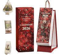 Calendario 2026, stile vintage europeo, dipinto a olio, calendario da tavolo con ciondolo a farfalla, elegante planner da scrivania, adatto per casa, soggiorno, ufficio (rosso)