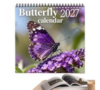 Calendario 2027 con divertente farfalla da parete | Calendario annuale di 12 mesi per casa, ufficio, scuola, pianificazione aula