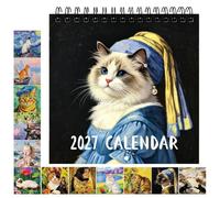 Calendario 2027 con gatto stampato con simpatico pianificatore di gestione del programma | Planner da parete 12 mesi per aula sala da pranzo, dormitorio, studio, studenti, bambini, adolescenti, adulti
