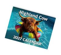 Calendario 2027 con mucca delle Highland - Calendario mensile da parete con