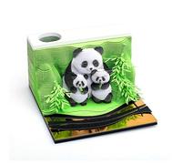 Calendario 3D 2025, 3D, calendario panda 2025, scultura in carta, calendario 3D, silhouette tridimensionale, scrivania da ufficio, note di dati, scultura di carta (verde)